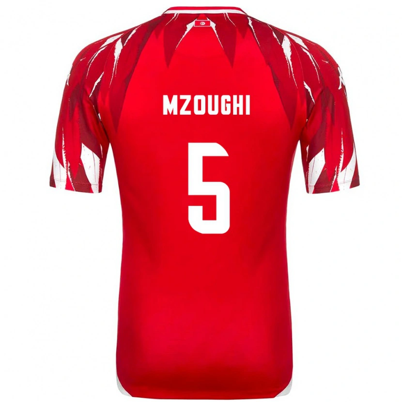 Danxen Men Tunisia Iskander Mzoughi #5 Red White Away Jersey 26-28 T-Shirt