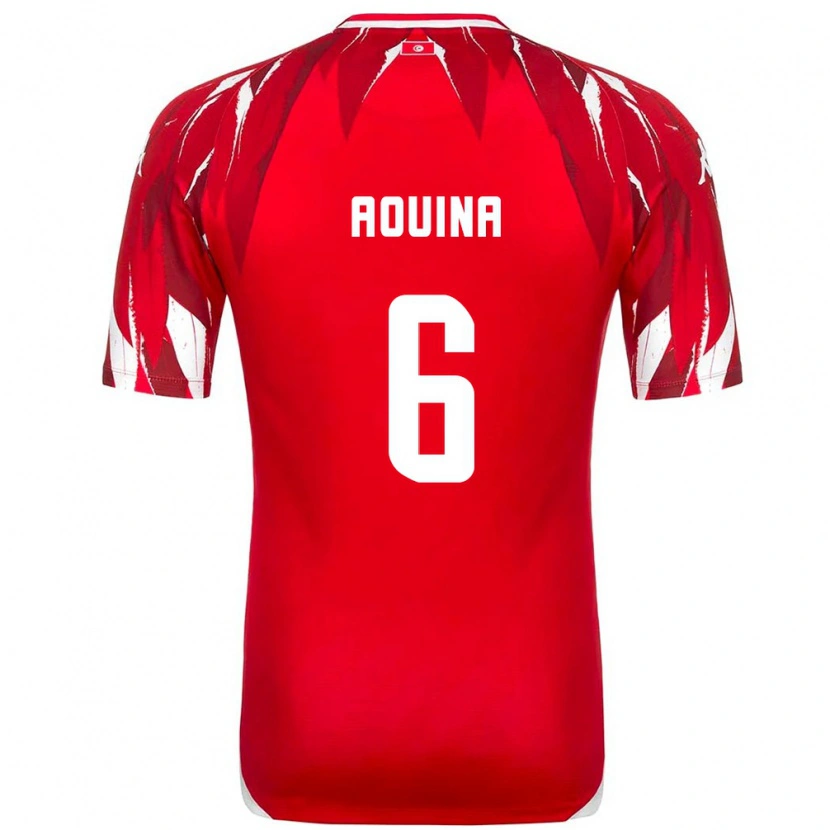 Danxen Men Tunisia Rania Aouina #6 Red White Away Jersey 26-28 T-Shirt