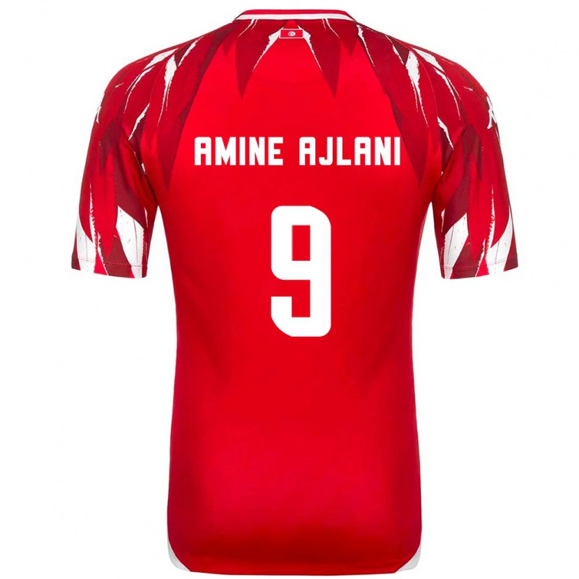 Danxen Men Tunisia Mohamed Amine Ajlani #9 Red White Away Jersey 26-28 T-Shirt