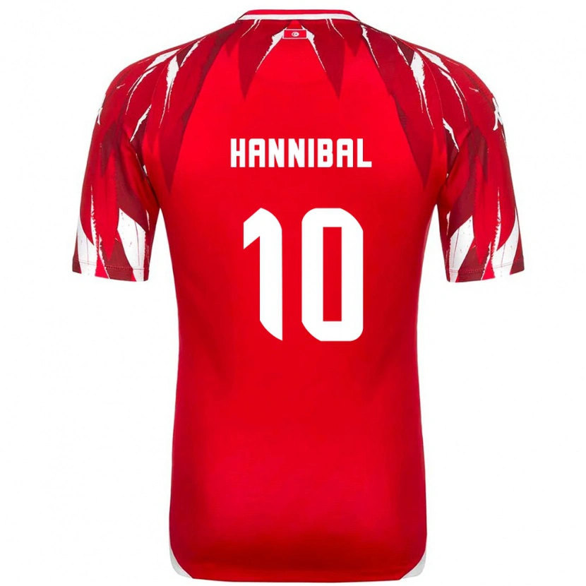 Danxen Men Tunisia Hannibal #10 Red White Away Jersey 26-28 T-Shirt