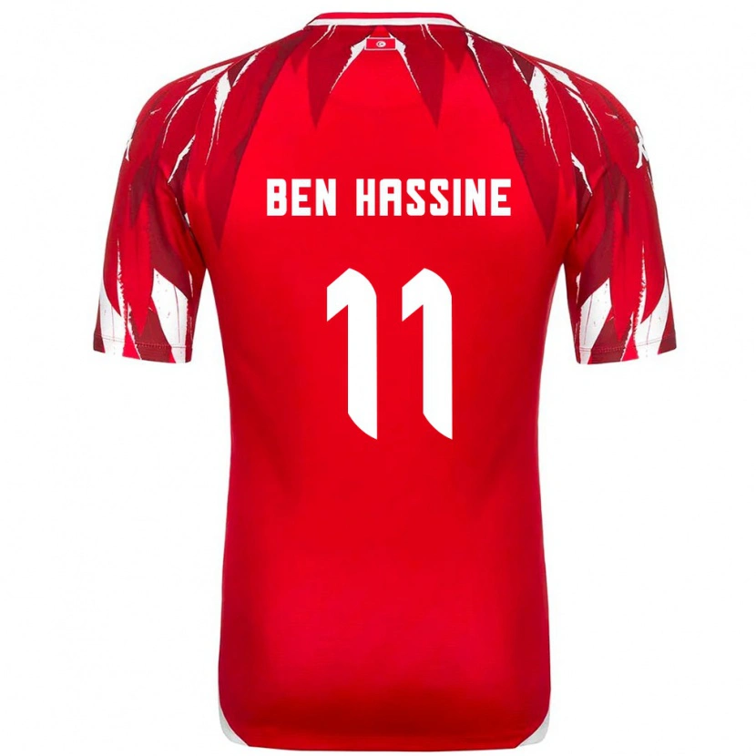Danxen Men Tunisia Othmen Ben Hassine #11 Red White Away Jersey 26-28 T-Shirt