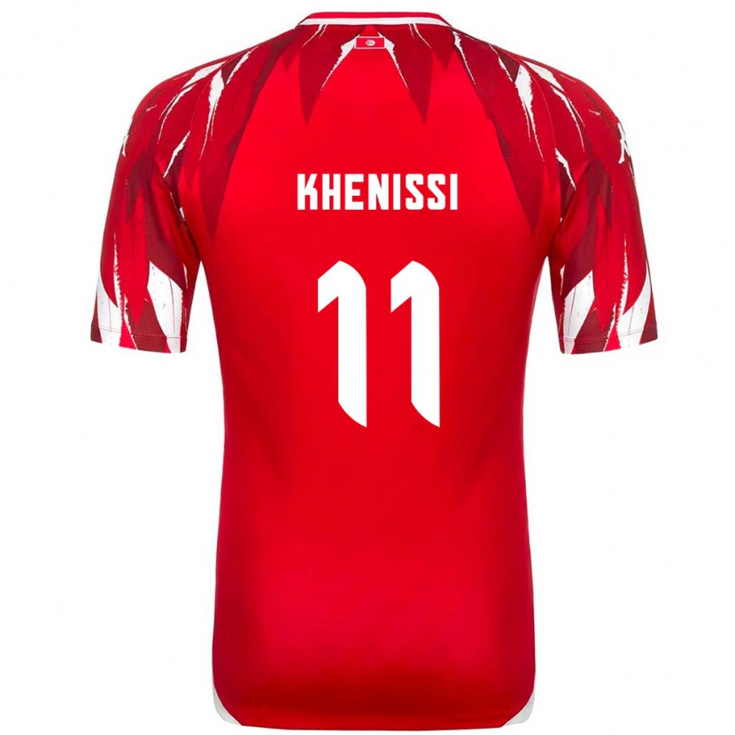 Danxen Men Tunisia Taha Yassine Khenissi #11 Red White Away Jersey 26-28 T-Shirt