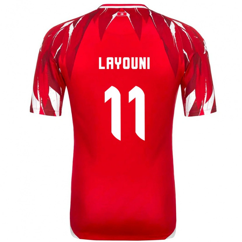Danxen Men Tunisia Amor Layouni #11 Red White Away Jersey 26-28 T-Shirt