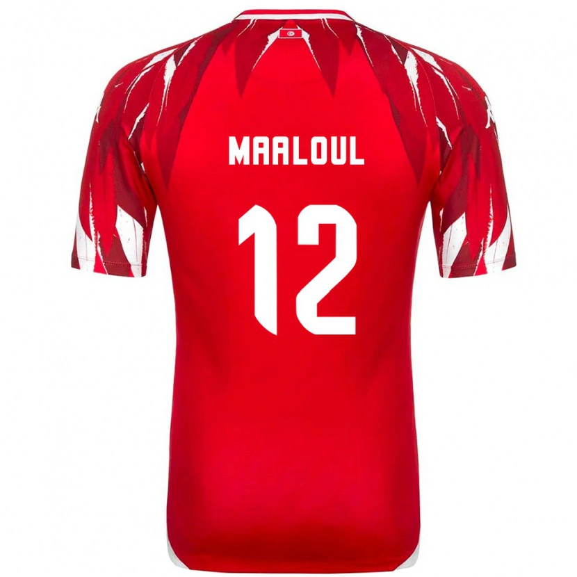 Danxen Men Tunisia Ali Maâloul #12 Red White Away Jersey 26-28 T-Shirt
