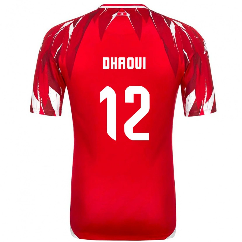 Danxen Men Tunisia Elyes Dhaoui #12 Red White Away Jersey 26-28 T-Shirt