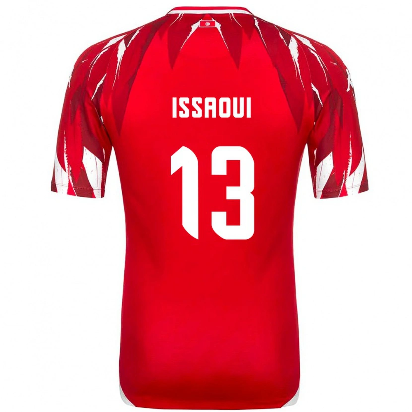 Danxen Men Tunisia Wajdi Issaoui #13 Red White Away Jersey 26-28 T-Shirt