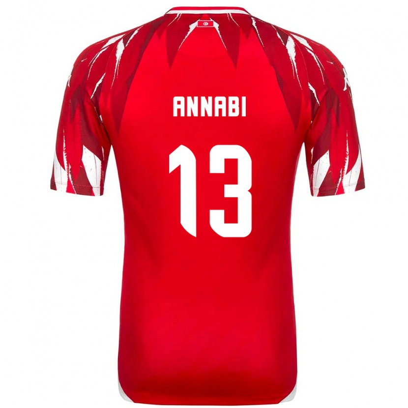 Danxen Men Tunisia Ilias Annabi #13 Red White Away Jersey 26-28 T-Shirt
