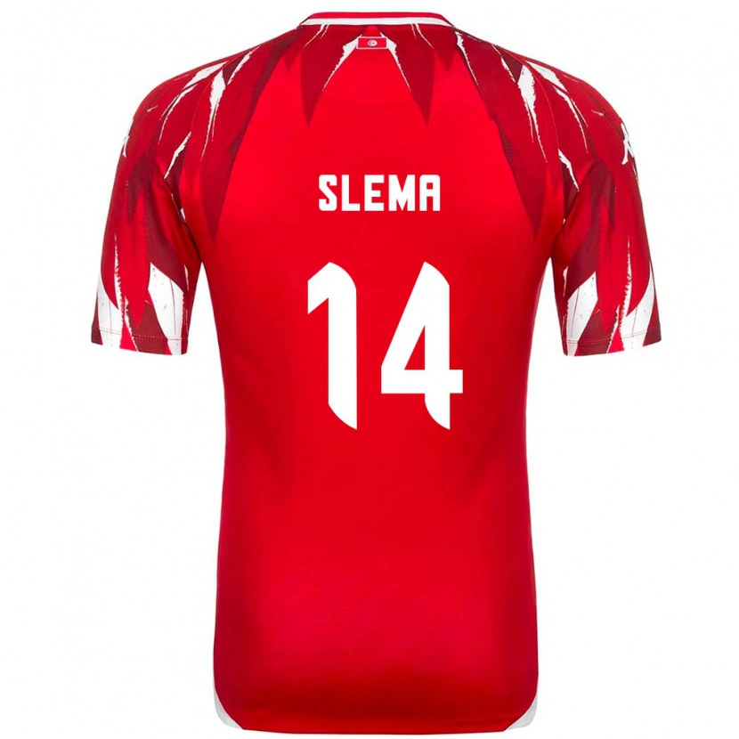 Danxen Men Tunisia Mazen Slema #14 Red White Away Jersey 26-28 T-Shirt
