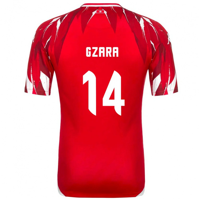 Danxen Men Tunisia Ahmed Gzara #14 Red White Away Jersey 26-28 T-Shirt