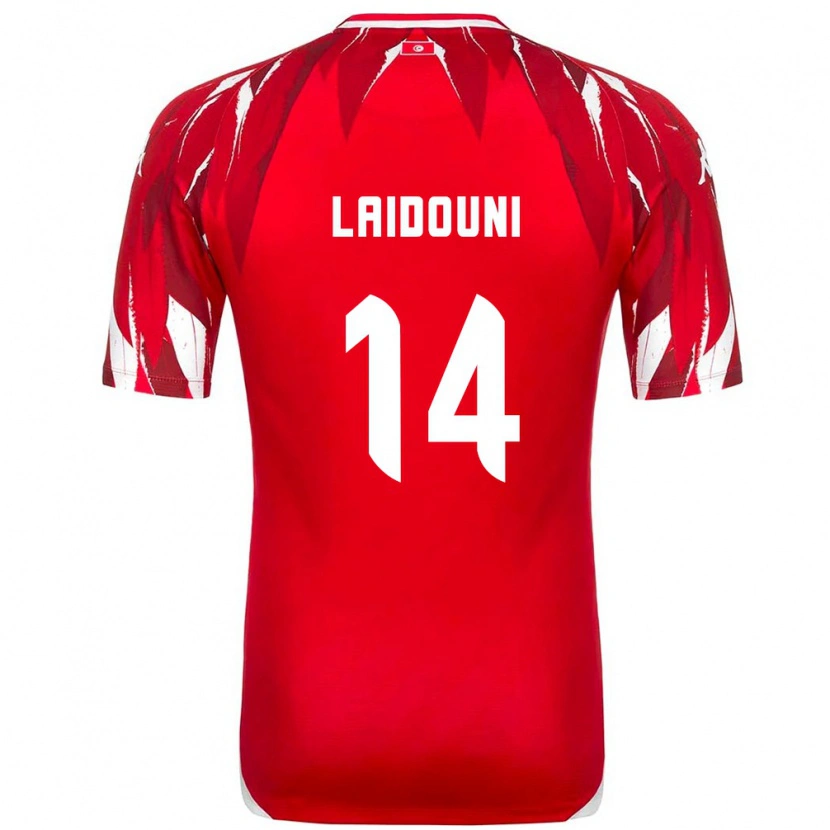 Danxen Men Tunisia Aissa Laidouni #14 Red White Away Jersey 26-28 T-Shirt