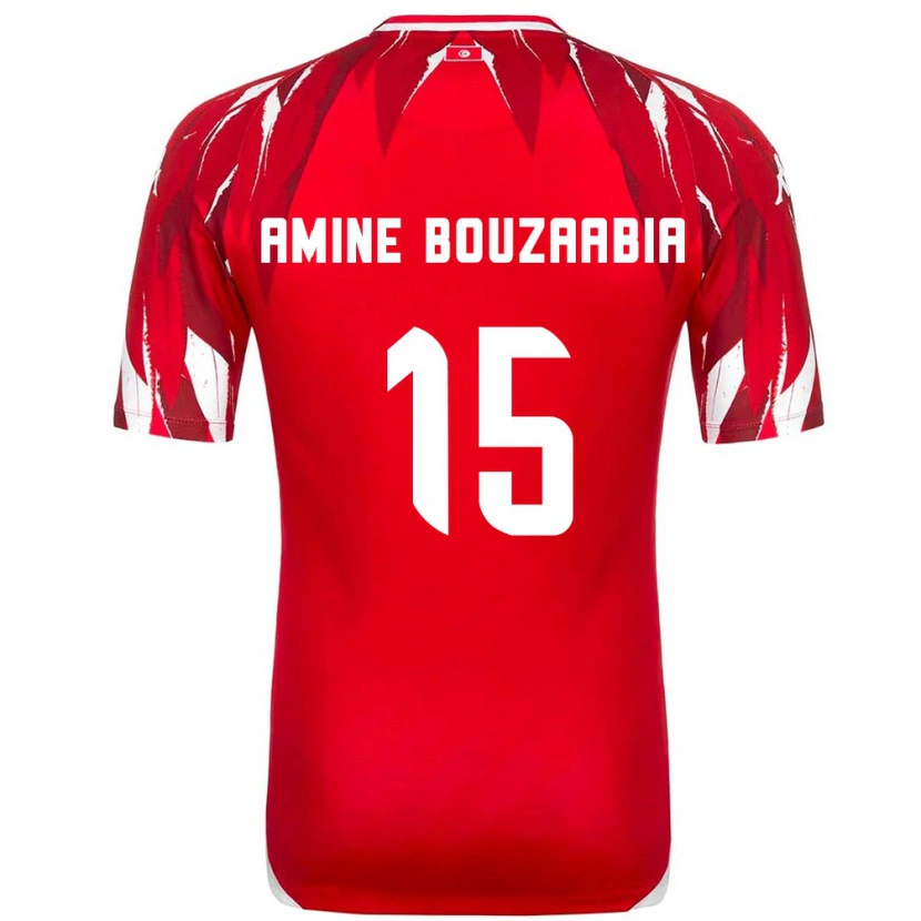 Danxen Men Tunisia Mohamed Amine Bouzaabia #15 Red White Away Jersey 26-28 T-Shirt