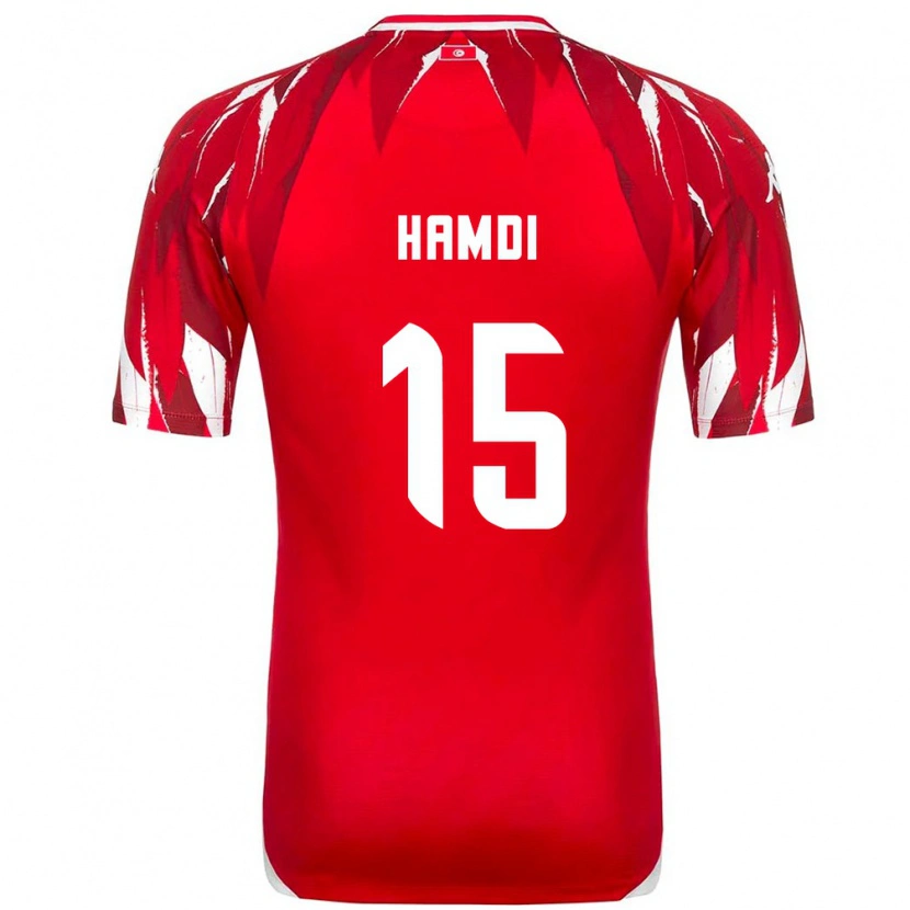 Danxen Men Tunisia Hanna Hamdi #15 Red White Away Jersey 26-28 T-Shirt
