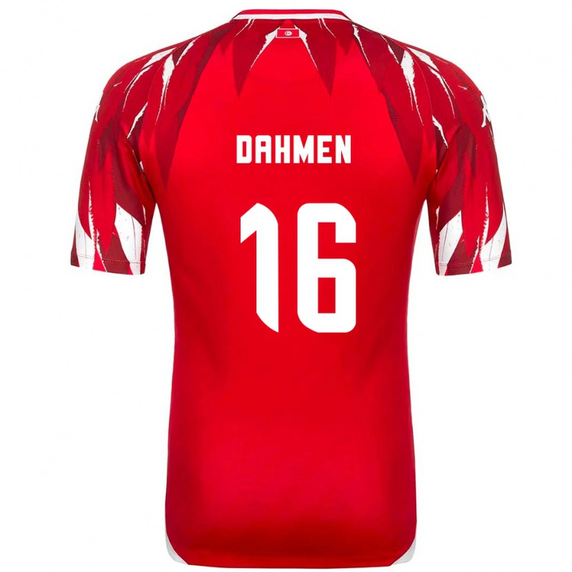 Danxen Men Tunisia Aymen Dahmen #16 Red White Away Jersey 26-28 T-Shirt
