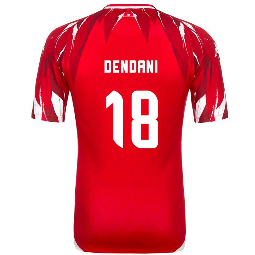 Danxen Men Tunisia Nacim Dendani #18 Red White Away Jersey 26-28 T-Shirt