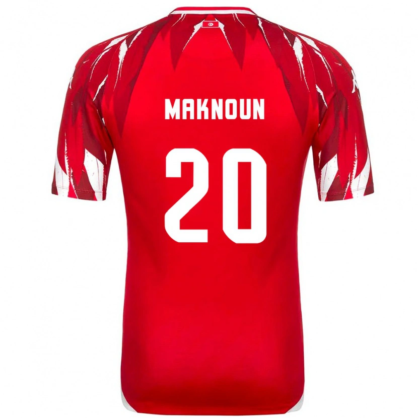 Danxen Men Tunisia Leila Maknoun #20 Red White Away Jersey 26-28 T-Shirt