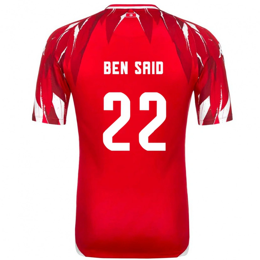 Danxen Men Tunisia Bechir Ben Said #22 Red White Away Jersey 26-28 T-Shirt