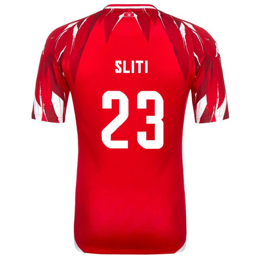 Danxen Men Tunisia Naïm Sliti #23 Red White Away Jersey 26-28 T-Shirt
