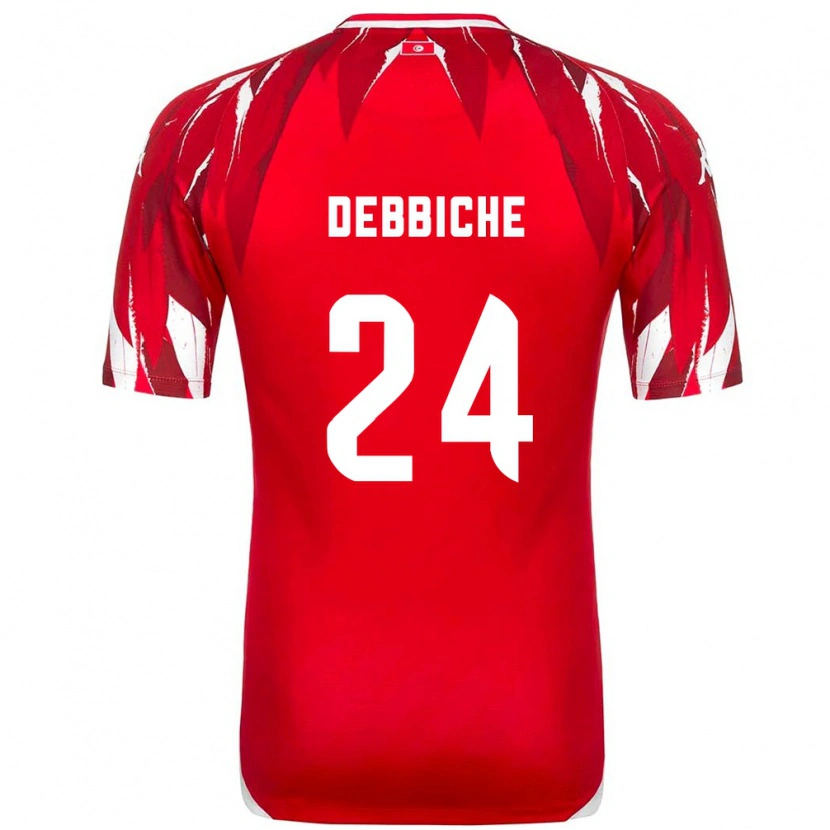 Danxen Men Tunisia Wael Debbiche #24 Red White Away Jersey 26-28 T-Shirt