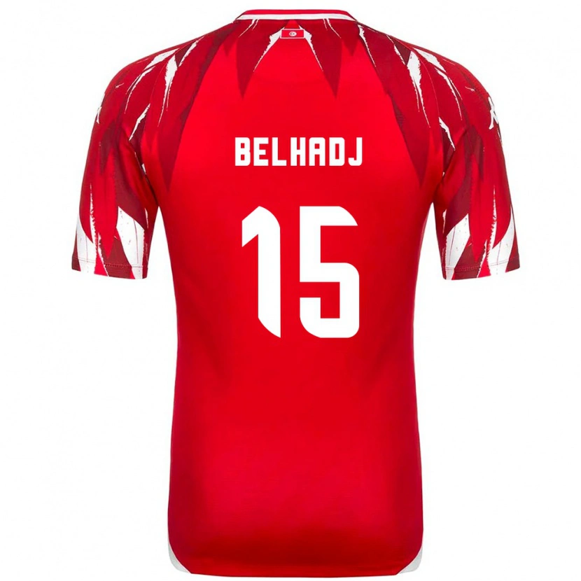 Danxen Men Tunisia Mohamed Belhadj Mahmoud #15 Red White Away Jersey 26-28 T-Shirt