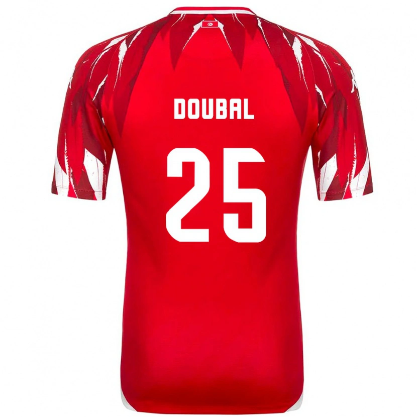 Danxen Men Tunisia Anis Doubal #25 Red White Away Jersey 26-28 T-Shirt
