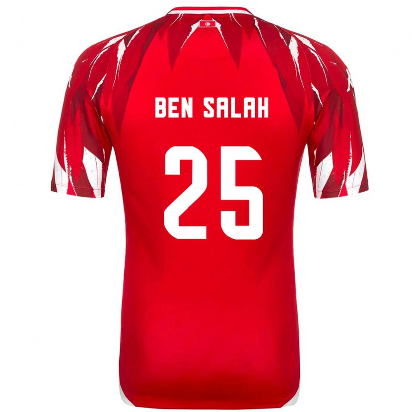 Danxen Men Tunisia Heni Ben Salah #25 Red White Away Jersey 26-28 T-Shirt