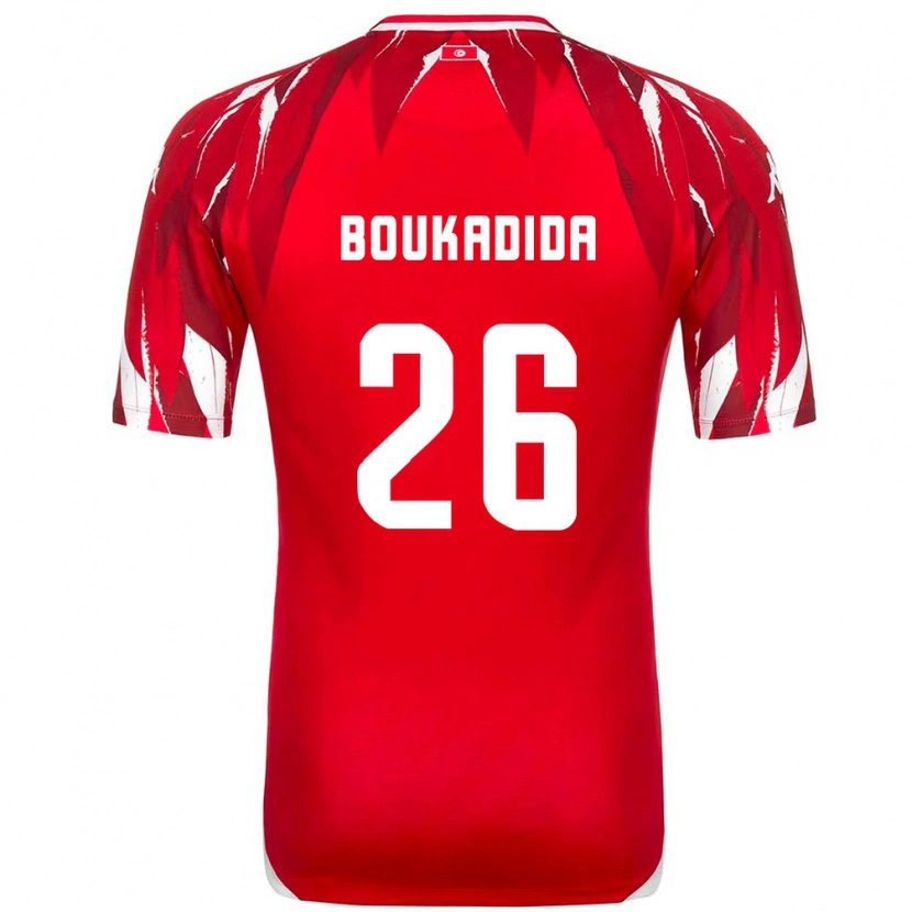 Danxen Men Tunisia Rayan Boukadida #26 Red White Away Jersey 26-28 T-Shirt