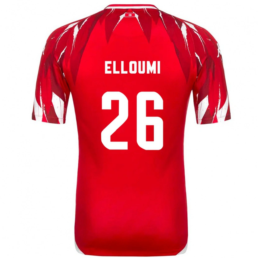 Danxen Men Tunisia Khalil Elloumi #26 Red White Away Jersey 26-28 T-Shirt