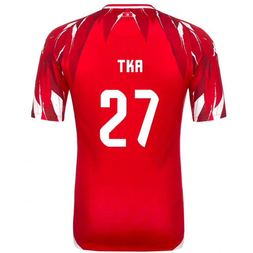 Danxen Men Tunisia Houssem Tka #27 Red White Away Jersey 26-28 T-Shirt