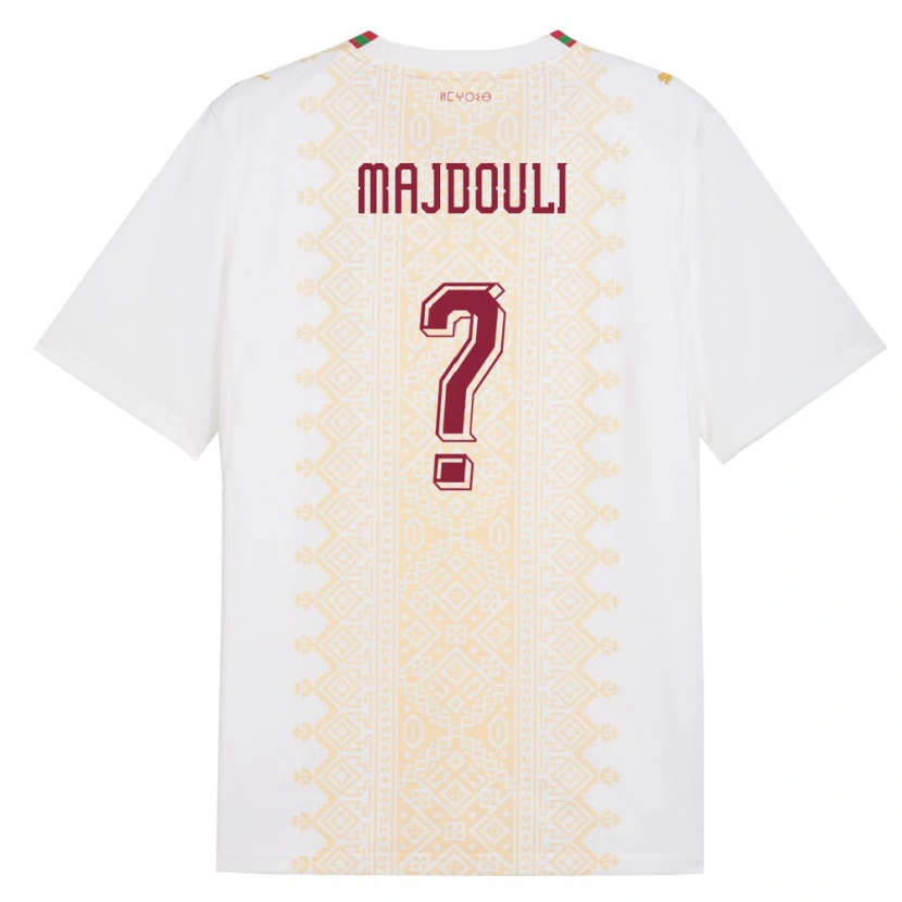 Danxen Men Morocco Wael Majdouli #0 White Gold Red Away Jersey 26-28 T-Shirt