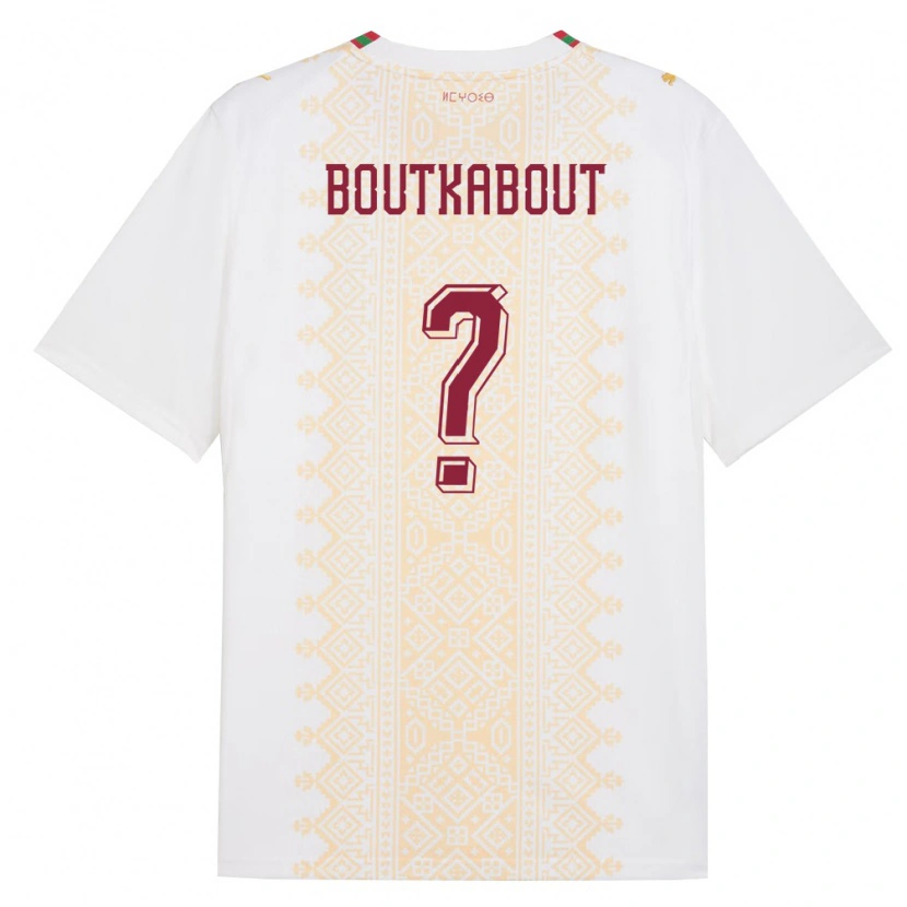 Danxen Men Morocco Amir Boutkabout #0 White Gold Red Away Jersey 26-28 T-Shirt