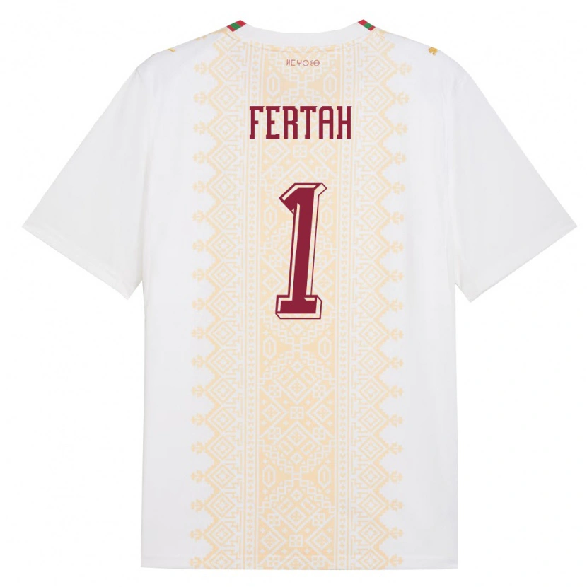Danxen Men Morocco Amine Fertah #1 White Gold Red Away Jersey 26-28 T-Shirt