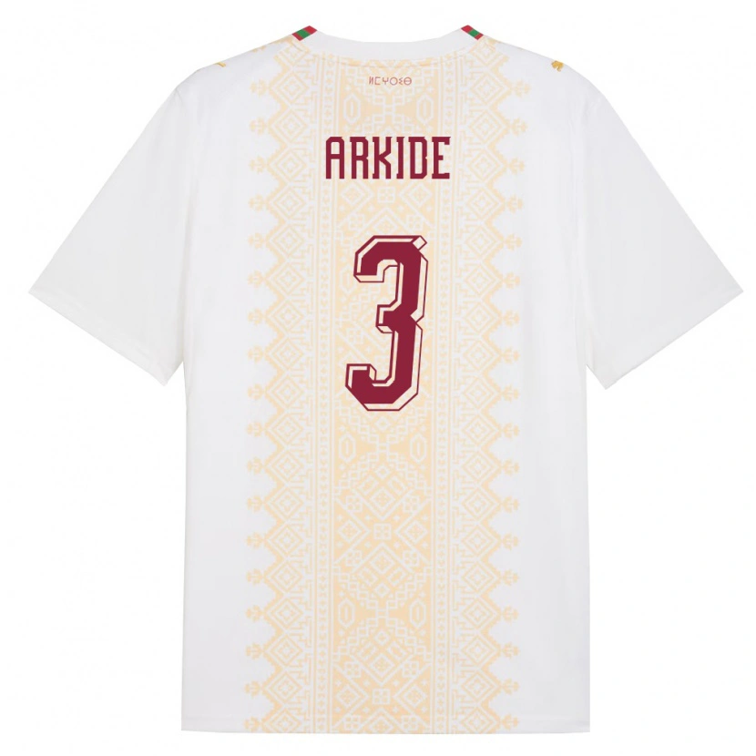 Danxen Men Morocco Abderahmane Arkide #3 White Gold Red Away Jersey 26-28 T-Shirt
