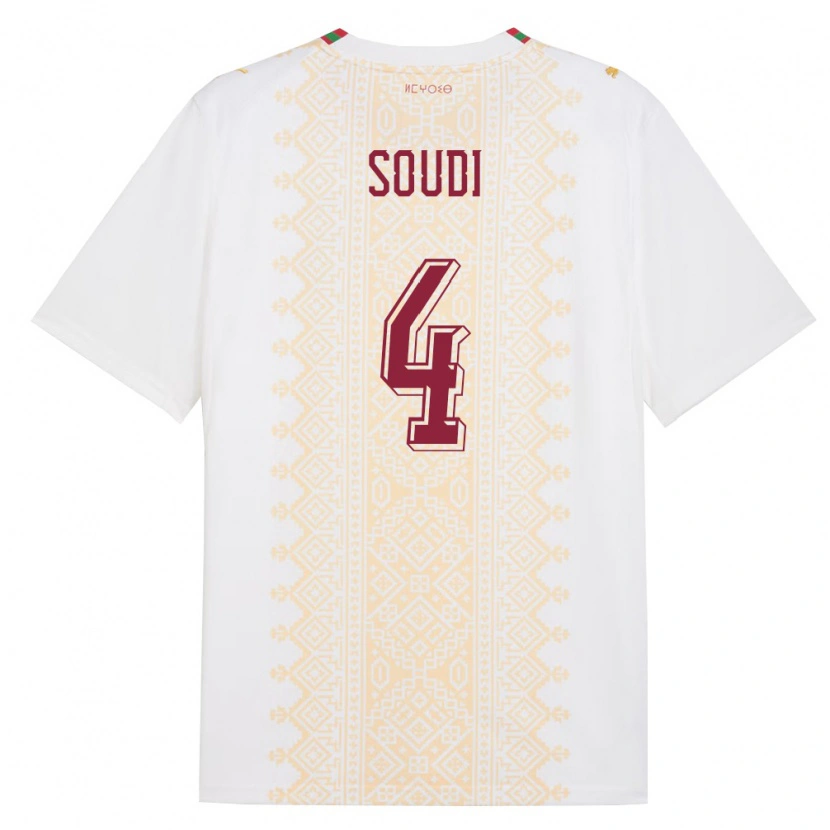 Danxen Men Morocco Adam Soudi #4 White Gold Red Away Jersey 26-28 T-Shirt