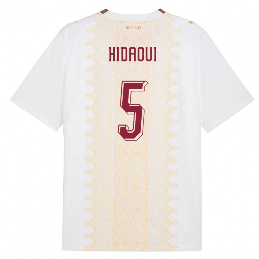 Danxen Men Morocco Ilyas Hidaoui #5 White Gold Red Away Jersey 26-28 T-Shirt