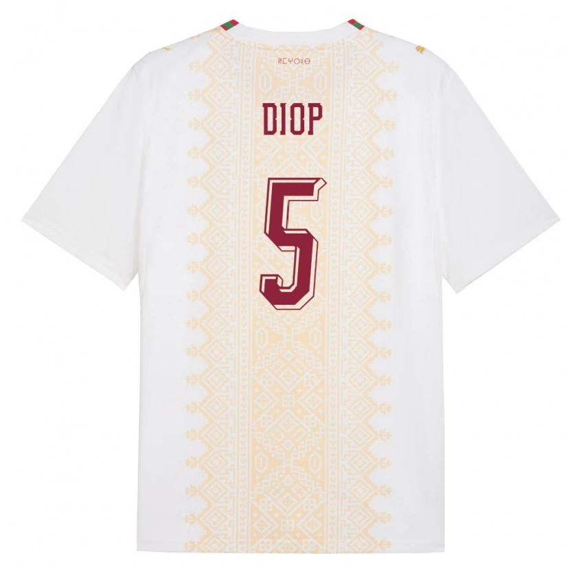 Danxen Men Morocco Issa Diop #5 White Gold Red Away Jersey 26-28 T-Shirt