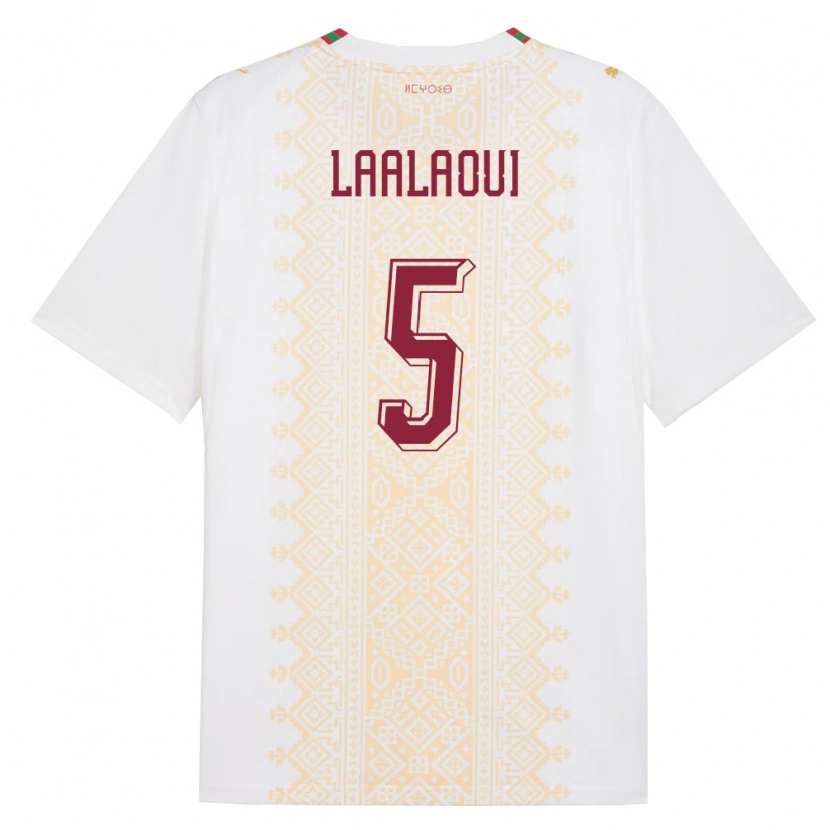 Danxen Men Morocco Reda Laalaoui #5 White Gold Red Away Jersey 26-28 T-Shirt