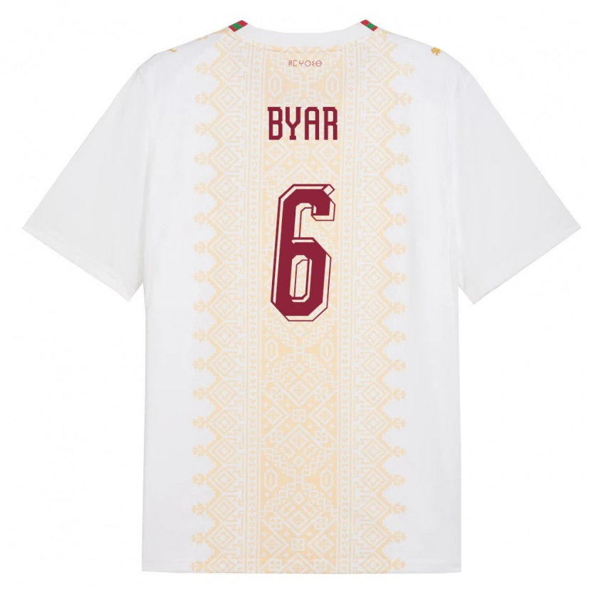 Danxen Men Morocco Naïm Byar #6 White Gold Red Away Jersey 26-28 T-Shirt