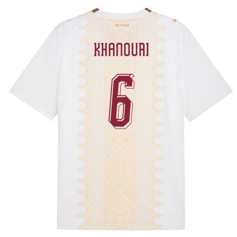 Danxen Men Morocco Adam Khanouri #6 White Gold Red Away Jersey 26-28 T-Shirt