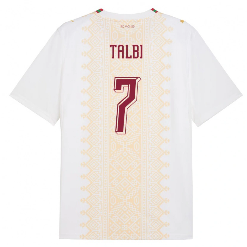 Danxen Men Morocco Chemsdine Talbi #7 White Gold Red Away Jersey 26-28 T-Shirt