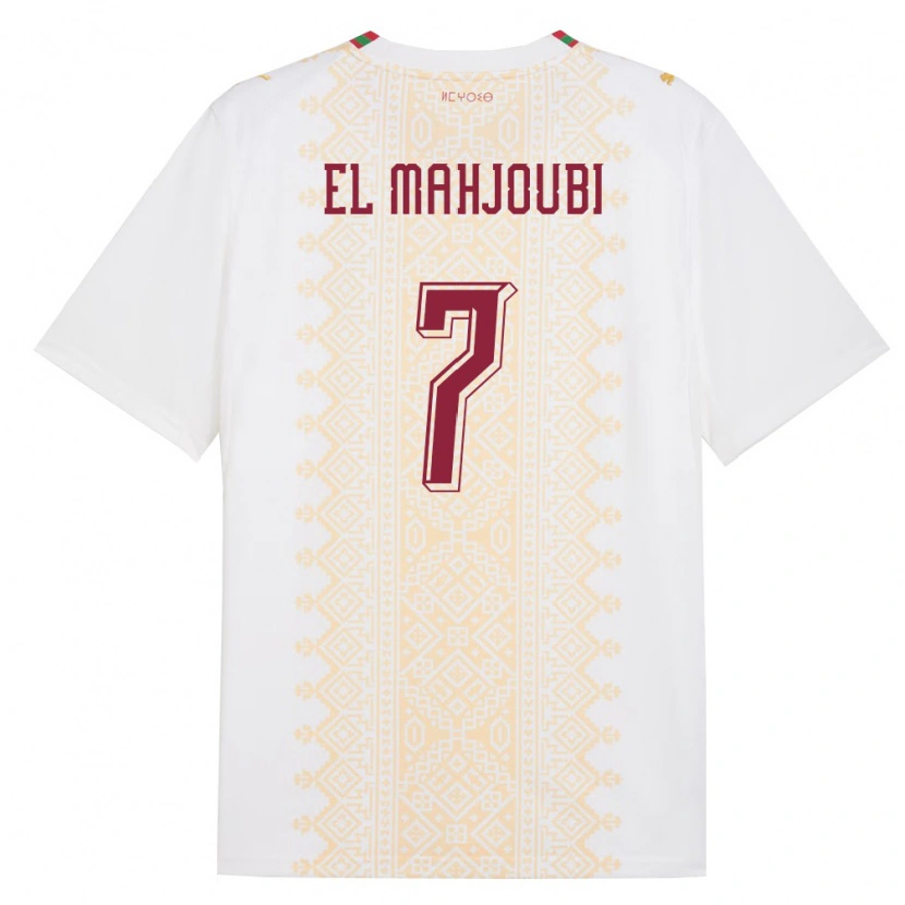 Danxen Men Morocco Djibril El Mahjoubi #7 White Gold Red Away Jersey 26-28 T-Shirt