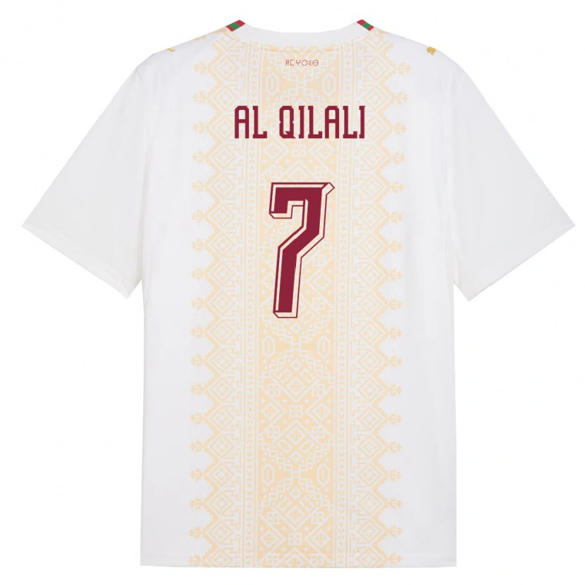 Danxen Men Morocco Mohamed Al Qilali #7 White Gold Red Away Jersey 26-28 T-Shirt