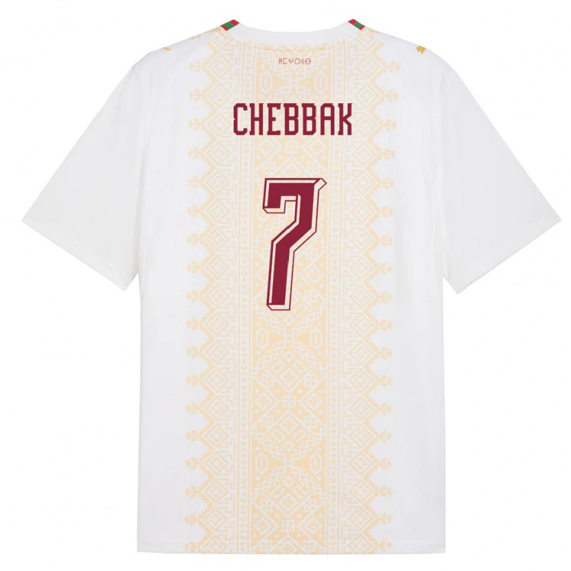 Danxen Men Morocco Ghizlane Chebbak #7 White Gold Red Away Jersey 26-28 T-Shirt