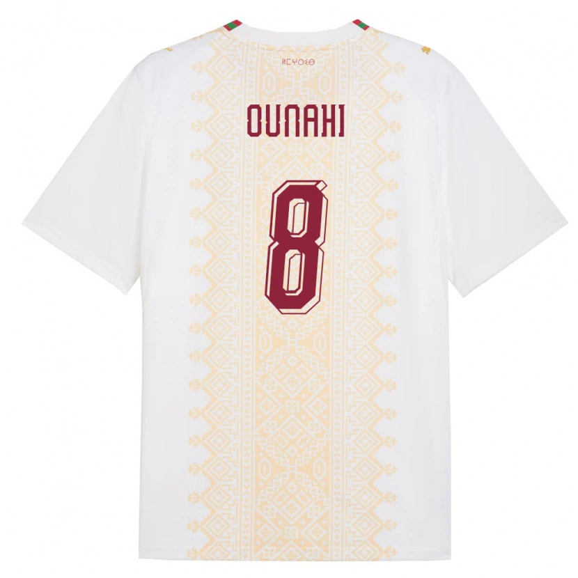 Danxen Men Morocco Azzedine Ounahi #8 White Gold Red Away Jersey 26-28 T-Shirt