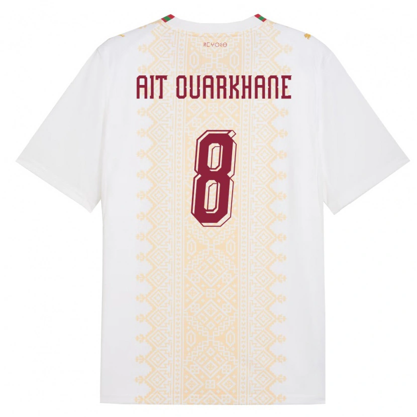 Danxen Men Morocco Khalid Aït Ouarkhane #8 White Gold Red Away Jersey 26-28 T-Shirt