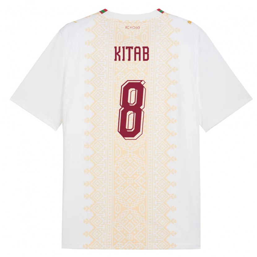 Danxen Men Morocco Bachir Kitab #8 White Gold Red Away Jersey 26-28 T-Shirt