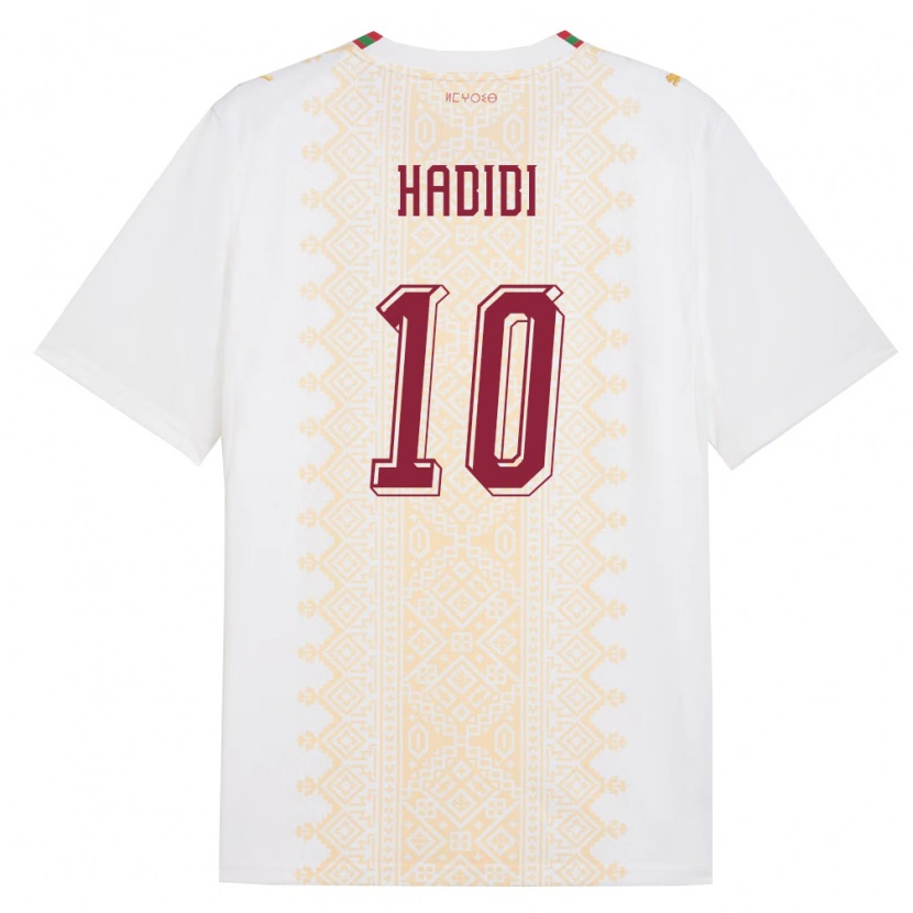 Danxen Men Morocco Ilian Hadidi #10 White Gold Red Away Jersey 26-28 T-Shirt