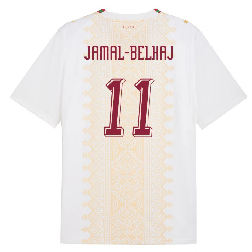Danxen Men Morocco Hatim Jamal-Belhaj #11 White Gold Red Away Jersey 26-28 T-Shirt