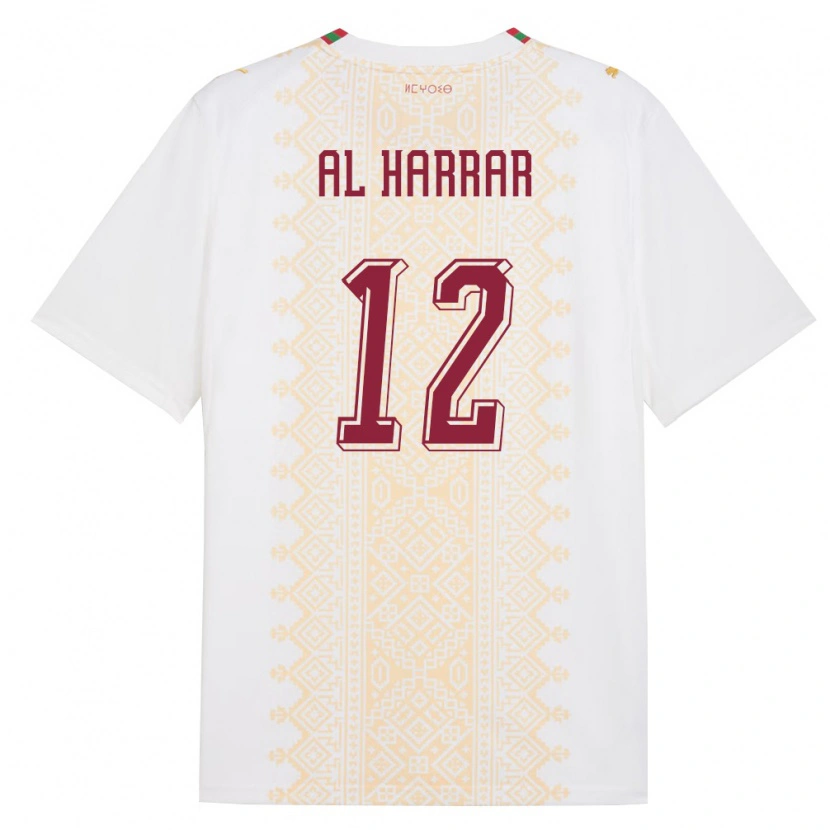 Danxen Men Morocco El Mehdi Al Harrar #12 White Gold Red Away Jersey 26-28 T-Shirt