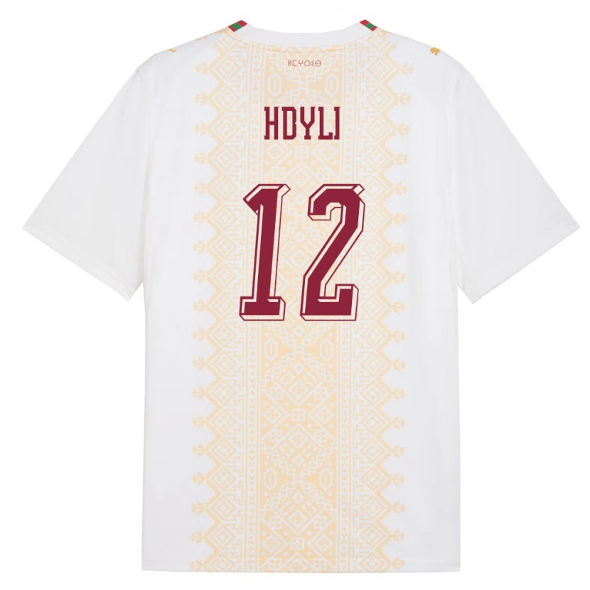 Danxen Men Morocco Ayoub Hdyli #12 White Gold Red Away Jersey 26-28 T-Shirt