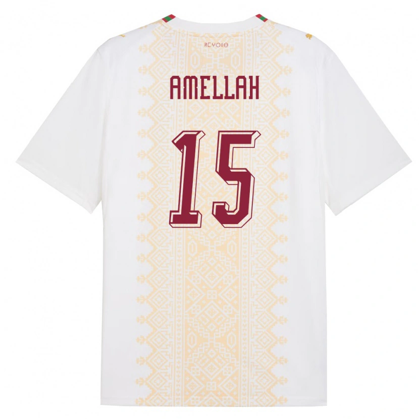 Danxen Men Morocco Selim Amellah #15 White Gold Red Away Jersey 26-28 T-Shirt